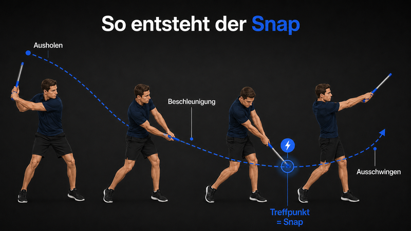 Schema/Grafik: Schwungbahn mit markiertem Treffpunkt, wo der Snap auslöst